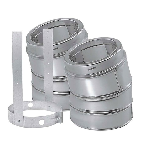 Duraplus Chimney DuraVent DuraPlus 6 in. D X 6 in. D 30 deg Galvanized Steel Elbow Kit with Strap 6DP-E30K